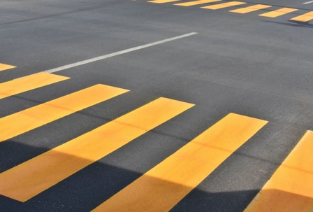 Yellow crosswalk lines