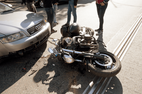 damaged motorcycle after crash