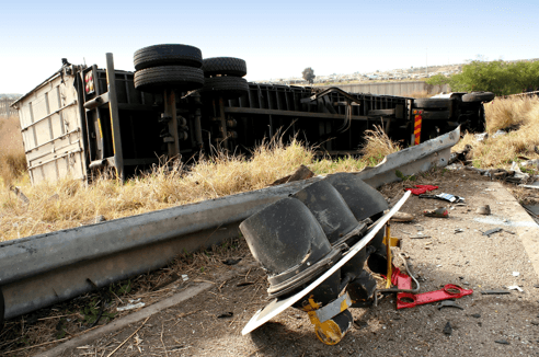 overturned semi truck after accident in chico